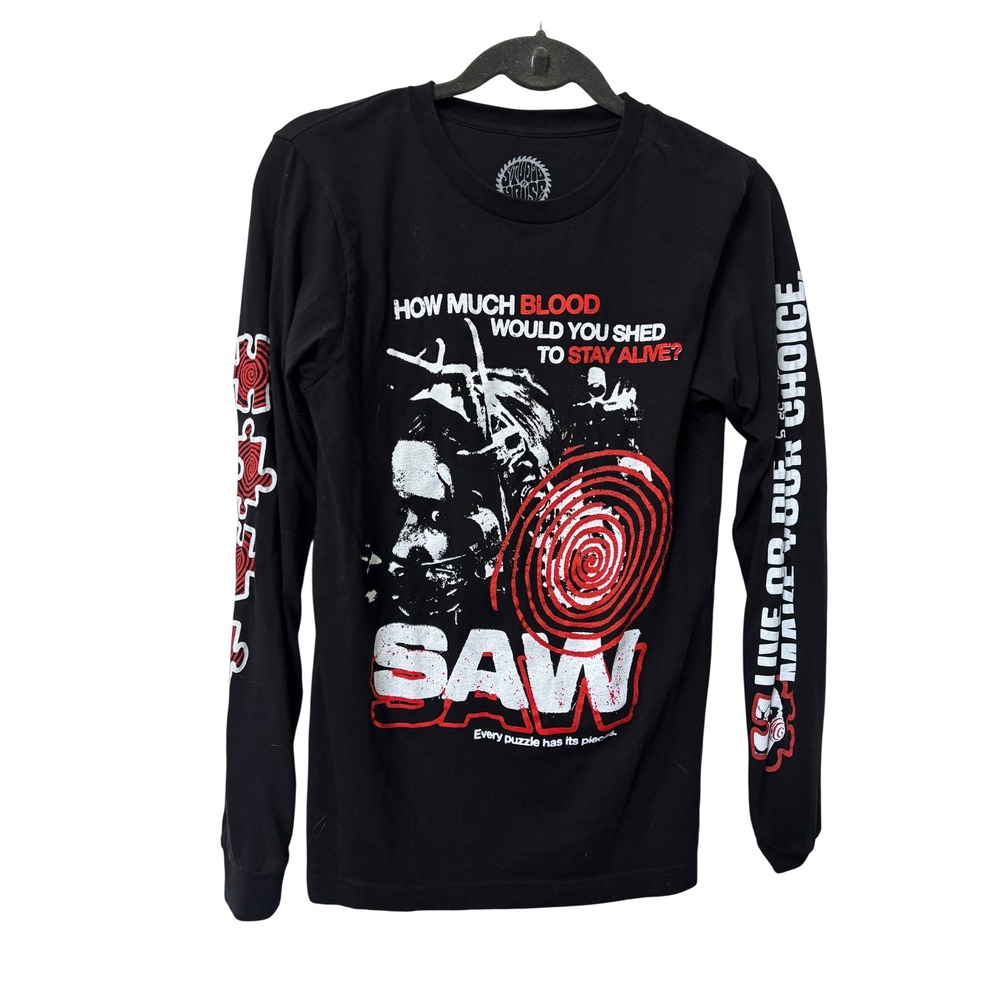Studio House Designs SAW Movie Jigsaw Black Long Sleeve Graphic T-Shirt Small